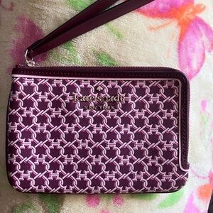 Kate Spade Burgundy and Pink Geometric Wristlet